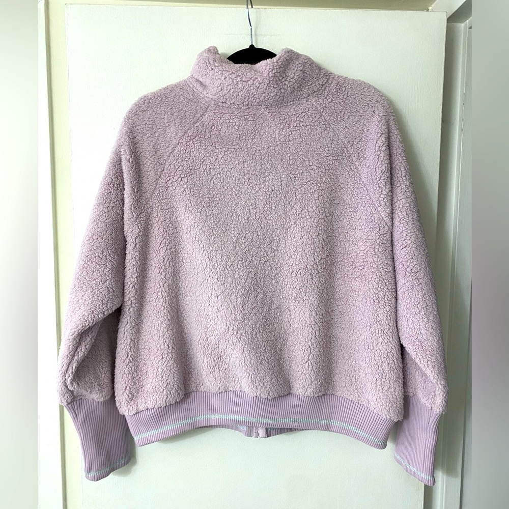 Athleta jacket, Purple Tugga Sherpa jacket plus size in lavender purple - Picture 3 of 9